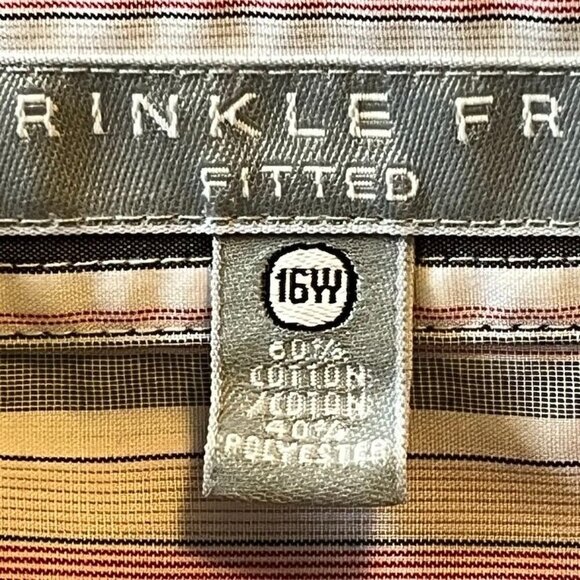 Foxcroft Fitted Button Up Shirt Wrinkle Free Striped Academia Grandma Core 16W - Picture 5 of 6